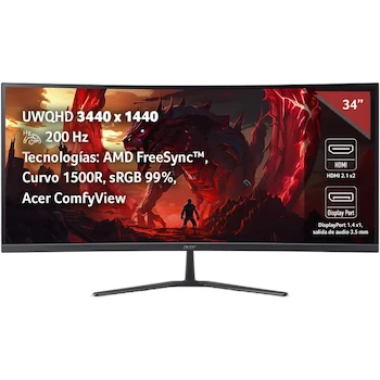 Imagen de referencia para Acer ED0 34" UWQHD 3440x1440 VA Curved Gaming Monitor
