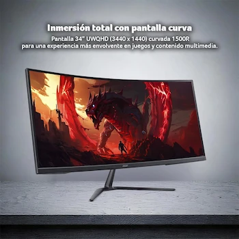 Imagen 2 de Acer ED0 34" UWQHD 3440x1440 VA Curved Gaming Monitor