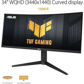 Imagen 2 de Monitor Gamer Curvo ASUS TUF Gaming VG34VQL3A de 34 Pulgadas WQHD (3440 x 1440)