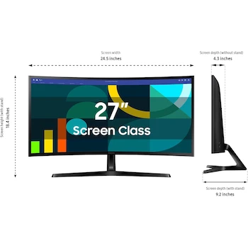 Imagen 3 de Monitor Curvo Samsung Essential S3 Series 27 Pulgadas FHD 1800R LS27D366GANXZA 2024