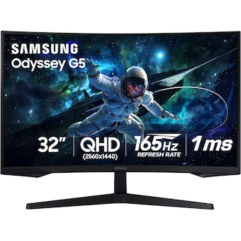 Imagen de referencia para Samsung Odyssey G55C LS32CG550ENXZA 32 Pulgadas QHD Monitor Curvo Gaming Negro Versión Canadá