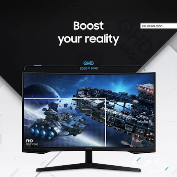 Imagen 3 de Samsung Odyssey G55C LS32CG550ENXZA 32 Pulgadas QHD Monitor Curvo Gaming Negro Versión Canadá