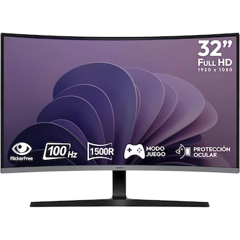 Imagen alusiva al producto Monitor Curvo Samsung Essential S3 LS32D390GALXZX 32 Pulgadas Negro