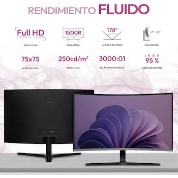 Imagen 2 de Monitor Curvo Samsung Essential S3 LS32D390GALXZX 32 Pulgadas Negro