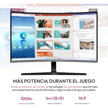 Imagen 3 de Monitor Curvo Samsung Essential S3 LS32D390GALXZX 32 Pulgadas Negro