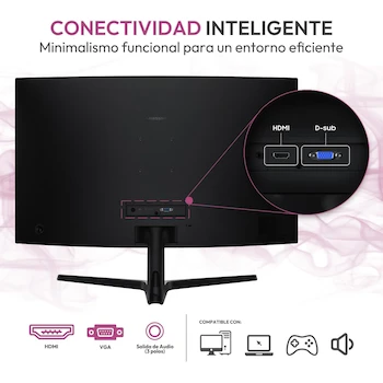 Imagen 5 de Monitor Curvo Samsung Essential S3 LS32D390GALXZX 32 Pulgadas Negro