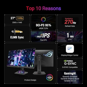 Imagen 2 de ASUS ROG Strix XG27ACMG 27-Inch QHD Gaming Monitor