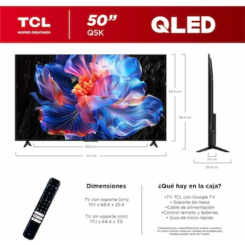 Imagen 2 de TCL Smart TV 50" Modelo 50Q5K QLED 4K Google TV 2025