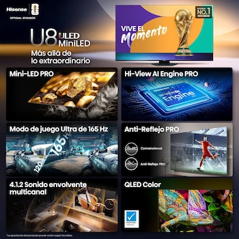 Imagen 4 de Hisense U8QG 55 Pulgadas Mini-LED Pro Smart Google TV UHD 4K (Modelo 2025)