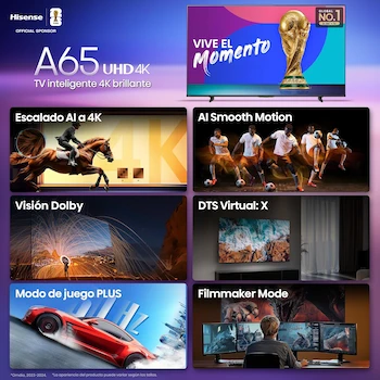Imagen 4 de Hisense Televisión A65N 55 Pulgadas Smart Fire TV UHD 4K Modelo 2025 con Control Remoto por Voz Alexa