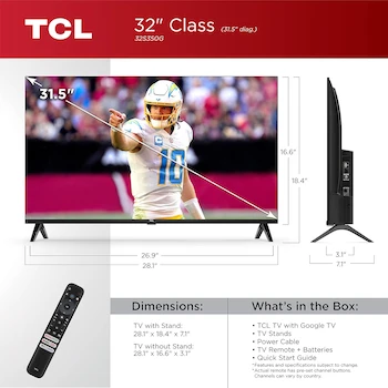 Imagen 3 de TCL Smart TV LED de 32 Pulgadas Clase S3 con Google TV (32S350G, Modelo 2023), Color Negro