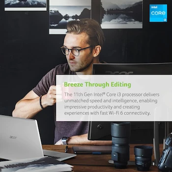 Imagen 2 de Acer Aspire 5 A515-56-36UT Pure Silver Slim Laptop 15.6" 11th Gen Intel Core i3-1115G4 4GB DDR4 128GB NVMe SSD