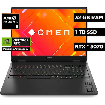 Imagen 2 de HP OMEN 16-ap0004a Laptop AMD Ryzen AI 9 32GB RAM 1TB SSD 16 Pulgadas 2K NVIDIA GeForce RTX 5070 8GB Windows 11 Home Teclado Español Color Negro con Game Pass