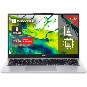 Imagen de referencia para Acer Aspire Lite AL15-52 Laptop 15.6 pulgadas Full HD IPS AMD Ryzen 7 5700U 32GB RAM 1TB SSD Steel Gray con 1 Año de Seguro Gratis contra Robo y Catástrofes Naturales
