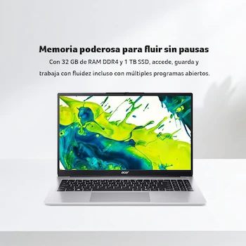 Imagen 5 de Acer Aspire Lite AL15-52 Laptop 15.6 pulgadas Full HD IPS AMD Ryzen 7 5700U 32GB RAM 1TB SSD Steel Gray con 1 Año de Seguro Gratis contra Robo y Catástrofes Naturales