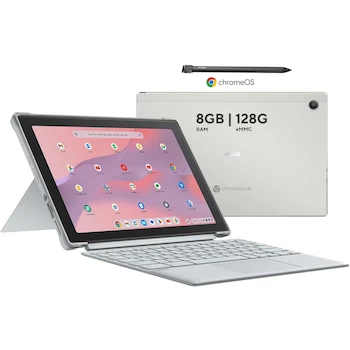 Imagen de referencia para ASUS Laptop Chromebook CM30 Detachable 10.5" MediaTek Kompanio 520 8GB RAM 128GB eMMC Teclado Español con Funda Protectora y Stylus Plata