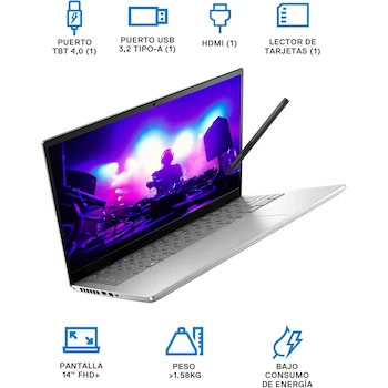 Imagen 3 de Dell Inspiron 14 7430 2-in-1 Convertible Laptop Platinum Silver 14" FHD Touchscreen Intel Core i5-1335U 8GB LPDDR5 RAM 512GB SSD Windows 11 Home