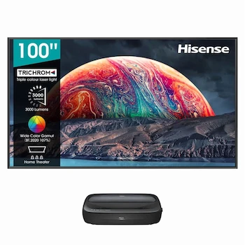 Imagen alusiva al producto Laser TV Hisense 100L9G de 100 Pulgadas con Pantalla de Proyección e Instalación Incluidas