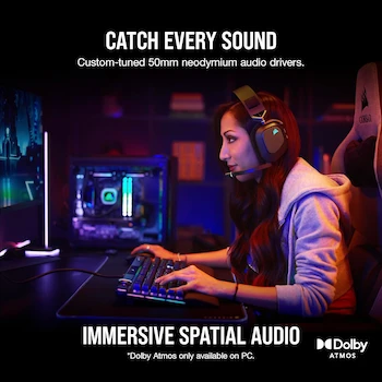 Imagen 4 de Corsair HS80 RGB Wireless Auriculares Inalámbricos para Juegos Multiplataforma - Carbono