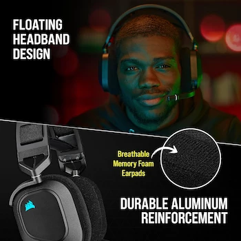 Imagen 5 de Corsair HS80 RGB Wireless Auriculares Inalámbricos para Juegos Multiplataforma - Carbono