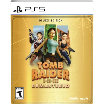 Imagen de referencia para Tomb Raider I-III Remastered Starring Lara Croft Deluxe Edition for PlayStation 5 - Includes Digital Soundtrack, Physical Map Booklet, and Steelbook Case