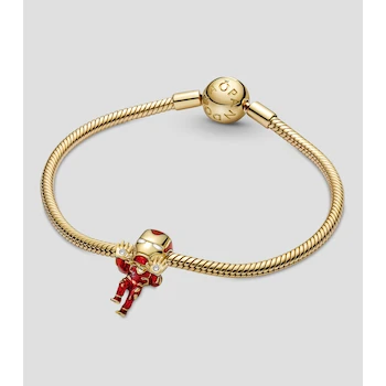 Imagen 4 de Pandora Charm Colgante Iron Man The Avengers Marvel Mujer Modelo 760268C01 Plata Esterlina Esmalte Rojo Amarillo Cristal Amarillo Circonitas Transparentes