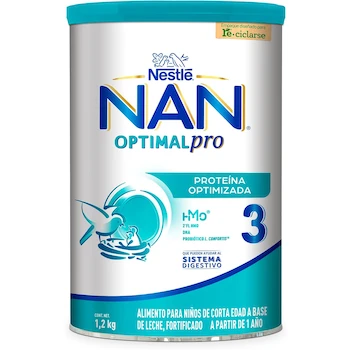 Imagen de referencia para NAN 3 Fórmula en Polvo para Bebé Optimal Pro Alimento para Bebés a Base de Leche Lata 1.2kg