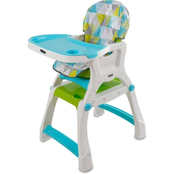 Imagen alusiva al producto PRINSEL Sillita Alta Infantil Convertible Silla Alta para Bebé Kinder City Triangulos Verde de 6 Meses a 3 Años