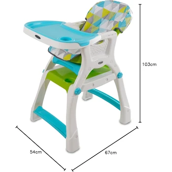 Imagen 2 de PRINSEL Sillita Alta Infantil Convertible Silla Alta para Bebé Kinder City Triangulos Verde de 6 Meses a 3 Años
