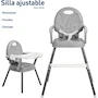Miniatura de Bluelander Silla Alta Periquera para Bebé Gris con Charola Desmontable, Patas Ajustables en Altura y Cinturón de Seguridad