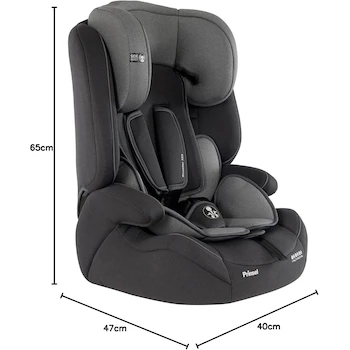 Imagen 2 de Silla de Carro para Bebé PRINSEL Booster 1 2 3 Gris/Negro de 9 Meses a 4 Años con Respaldo Removible