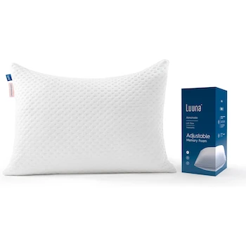 Imagen de referencia para Luuna Almohada Ajustable Firme con Espuma de Memoria Estándar 64 x 46 cm Relleno 100% Memory Foam Triturado Funda Lavable Hecho en México