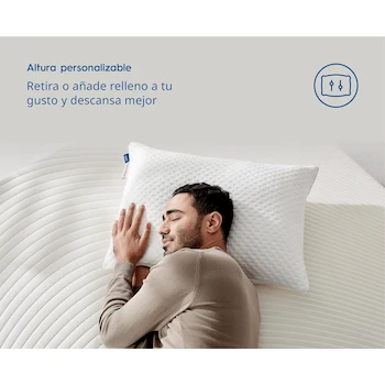 Imagen 5 de Luuna Almohada Ajustable Firme con Espuma de Memoria Estándar 64 x 46 cm Relleno 100% Memory Foam Triturado Funda Lavable Hecho en México