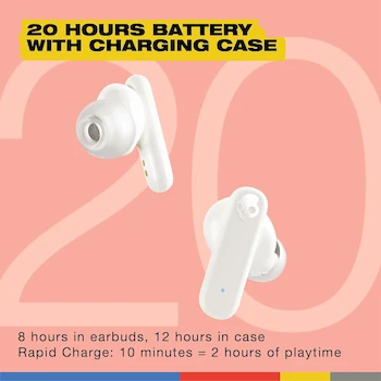 Imagen 3 de Skullcandy Smokin' Buds True Wireless In-Ear Modelo S2TAW-S951 Blanco/Naranja