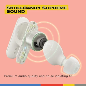 Imagen 4 de Skullcandy Smokin' Buds True Wireless In-Ear Modelo S2TAW-S951 Blanco/Naranja