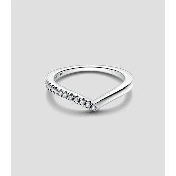 Imagen de referencia para Pandora Anillo Timeless Pavé Wishbone Plata de Ley 925 Circonitas Cúbicas Transparentes Talla 52 Modelo 192389C01