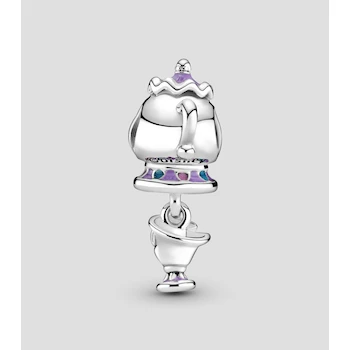 Imagen 3 de Pandora Charm Disney La Bella y la Bestia Sra. Potts y Chip en Plata Sterling 925 Esmalte Blanco y Negro 799015C01