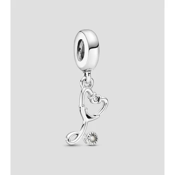 Imagen de referencia para Pandora Charm Colgante Estetoscopio con Estampado Rosa y Circonita Cúbica 799590C01 Plata .925