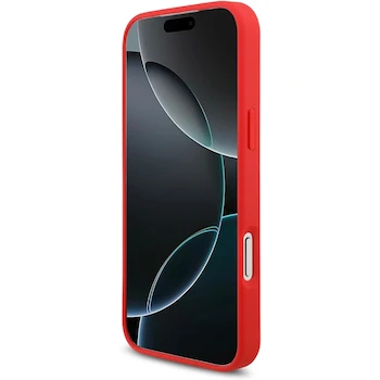 Imagen 4 de CG MOBILE Funda Lacoste Iconic Petit Piqué Policarbonato Duro Logo Metal para iPhone 17 Pro - Rojo