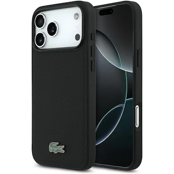 Imagen alusiva al producto CG Mobile Lacoste Petit Piqué Lacre Logo Funda Compatible con MagSafe para iPhone 17 Pro Max Negro