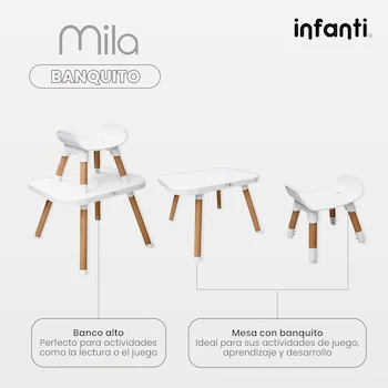 Imagen 4 de INFANTI Silla Alta para Bebé 3 en 1 Mila Beige Convertible de 6 Meses a 25 kg