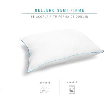 Imagen 4 de Sognare Nuo Pack de 2 Almohadas Tamaño Estándar Semi Firme con Relleno de Microfibras de Gel Hipoalergénicas y Lavables