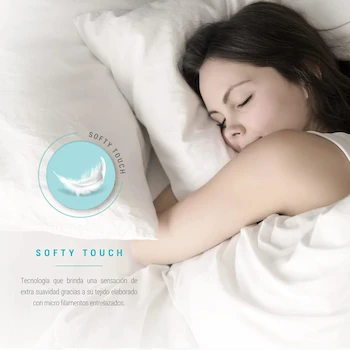 Imagen 2 de Sognare Juego de Sábanas Softy Matrimonial Blanco Lisas 4 Piezas