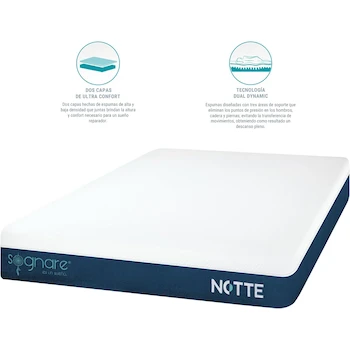 Imagen 2 de Sognare Notte Colchón Individual Memory Foam Azul Semi Firme 100x190x25 cm