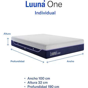 Imagen 2 de Luuna Colchón Individual One Suave Memory Foam con 8 Tecnologías Hecho en México