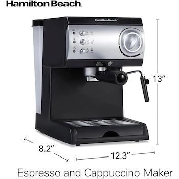 Imagen 2 de Hamilton Beach 40715 Cafetera Espresso y Cappuccino 15 Bar 2 Tazas Negro y Plata