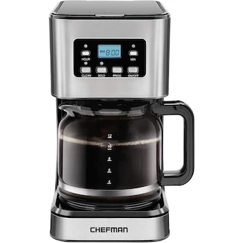 Imagen de referencia para Chefman RJ14-12 Cafetera Programable de Goteo 12 Tazas Negro/Plata Acero Inoxidable con Jarra de Vidrio y Filtro Reutilizable