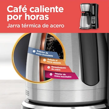 Imagen 4 de Black+Decker CM2046S-LA Cafetera Digital Programable 12 Tazas con Jarra Térmica de Acero Inoxidable