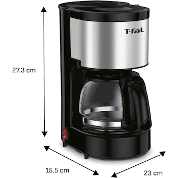 Imagen 3 de T-fal Heliora Petit CM321DMX Cafetera de Goteo 6 Tazas con Filtro Permanente de Acero Inoxidable y Sistema Antigoteo