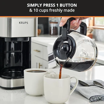 Imagen 4 de KRUPS Simply Brew Family KM203D50 Cafetera de Goteo 10 Tazas Acero Inoxidable con Filtro Permanente y Cuchara Dosificadora 900W